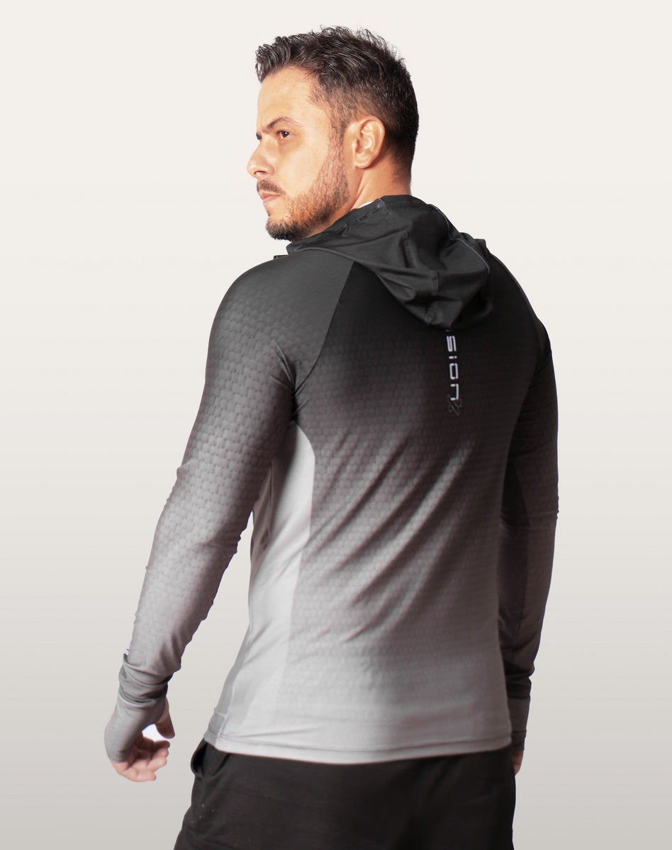 Camisa FusionX Brk Clean Preto Lisa com Capuz e Proteção UV50+ Envio Imediato Brk Fishing