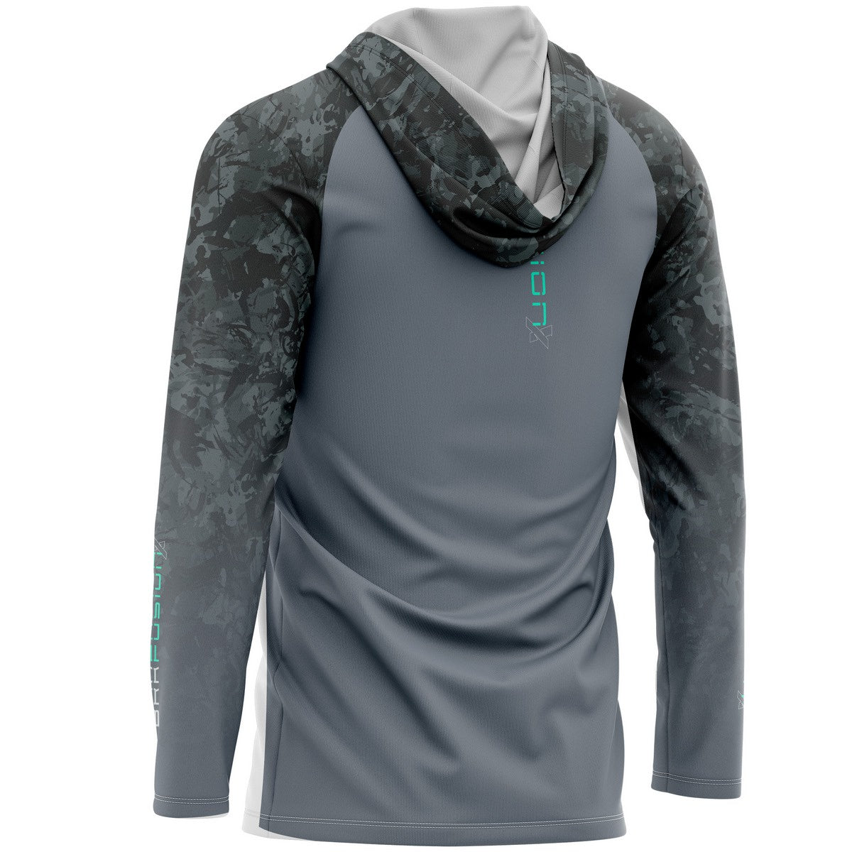 Camisa FusionX Brk Camuflado Preto Cinza com Capuz e Proteção UV50+ - Brk Fishing