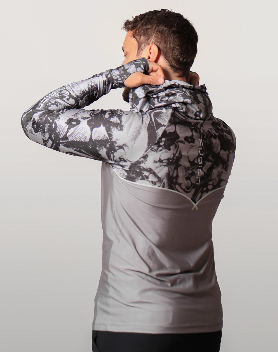 Camisa FusionX Brk Deep Cinza Camuflado com Capuz e Proteção UV50+ Envio Imediato Brk Fishing