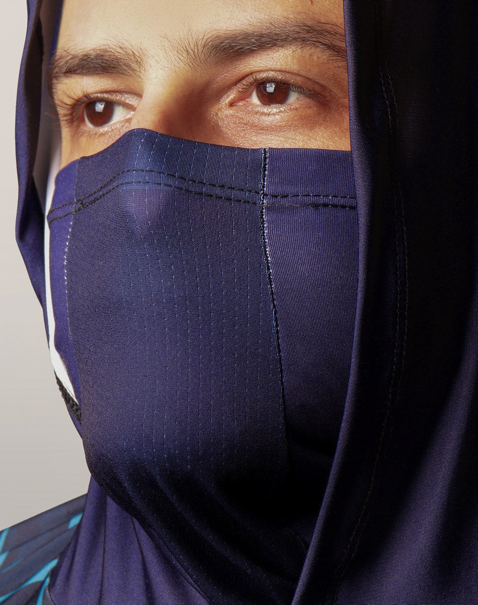 Camisa FusionX Brk Camo Distorções Azul com Capuz e Proteção UV50+ - Brk Fishing