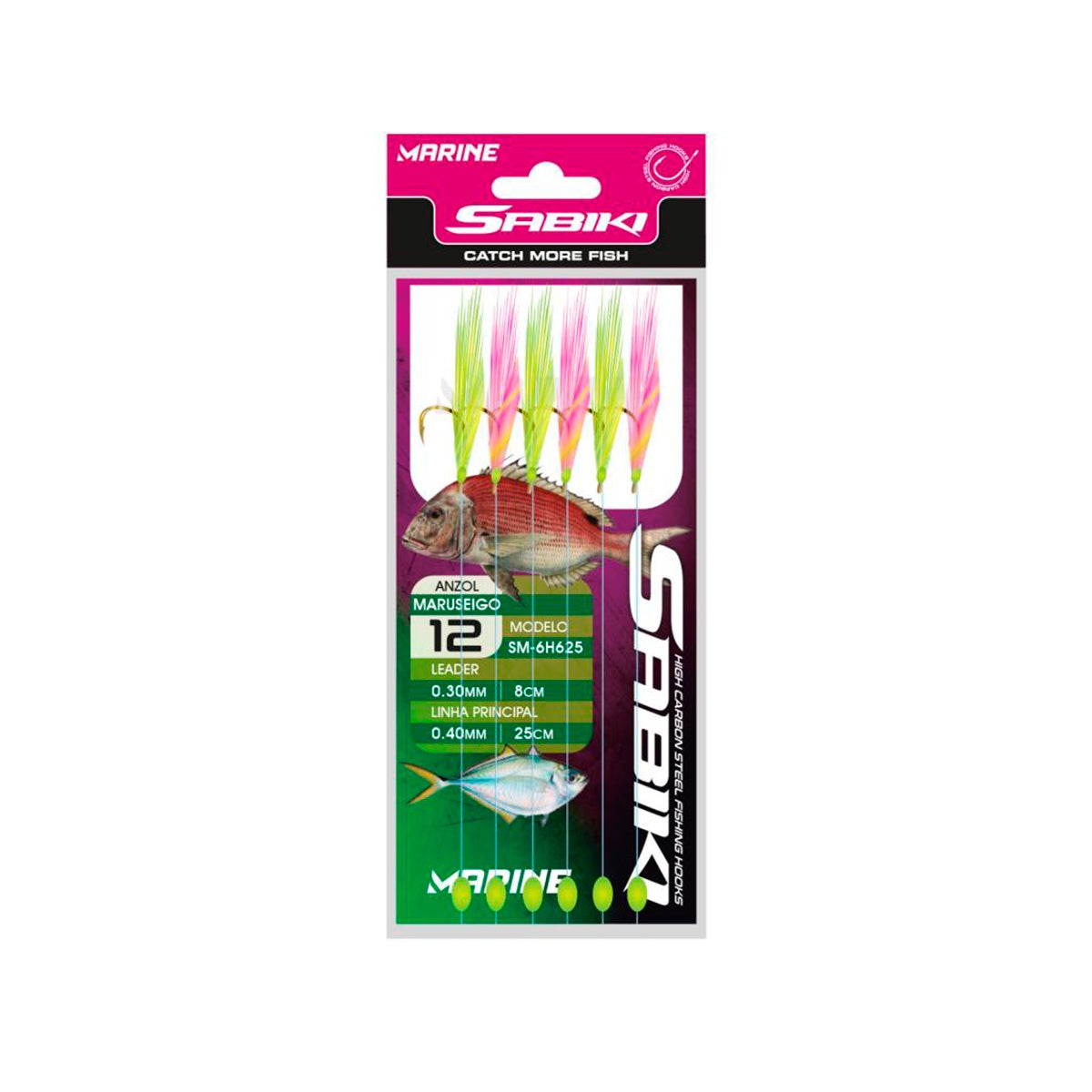 Anzol Sabiki SM-6H625 Verde/Rosa - Marine Sports - Brk Fishing