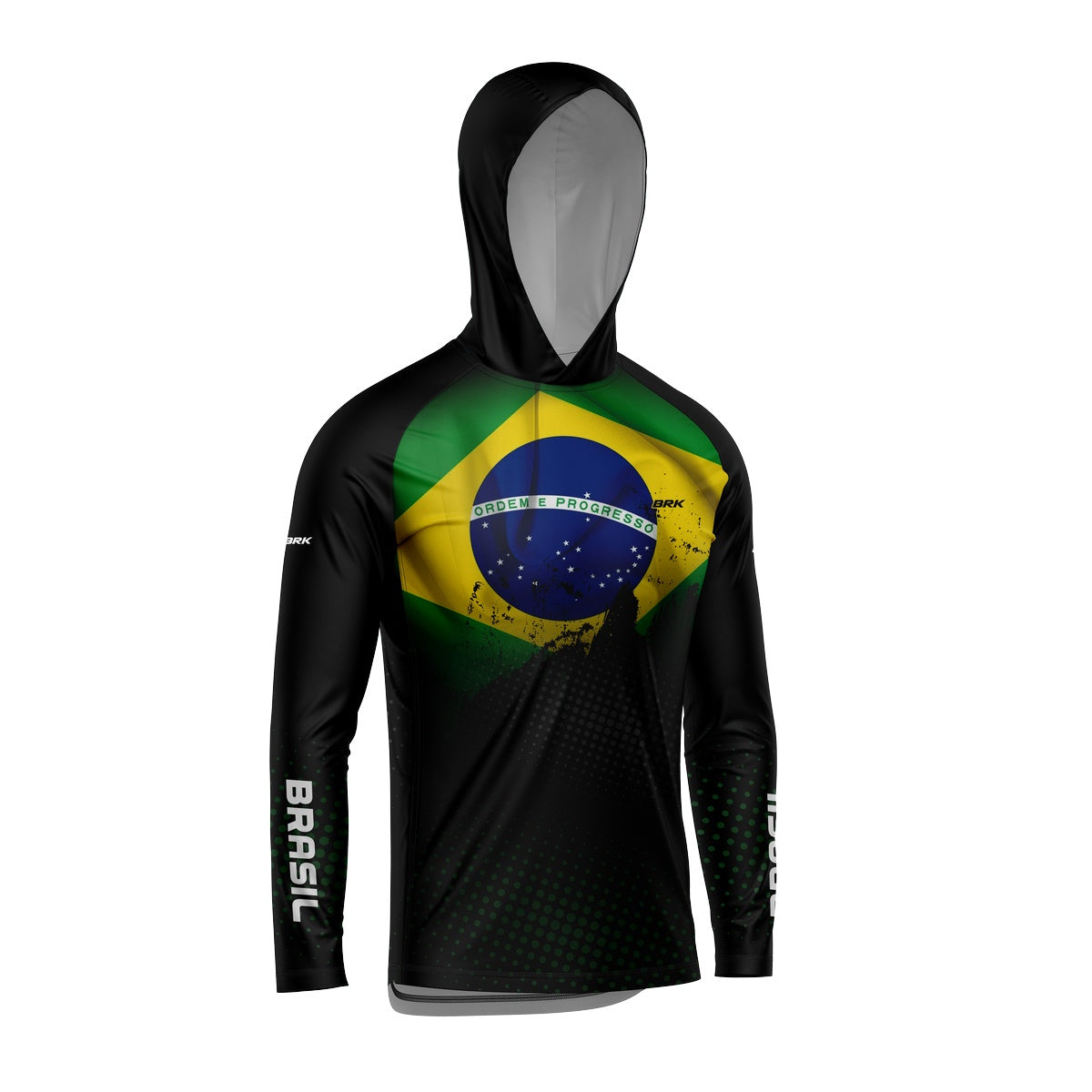 Camisa de Pesca Com Capuz Brk Brasil Preta Com UV50+ - Brk Fishing