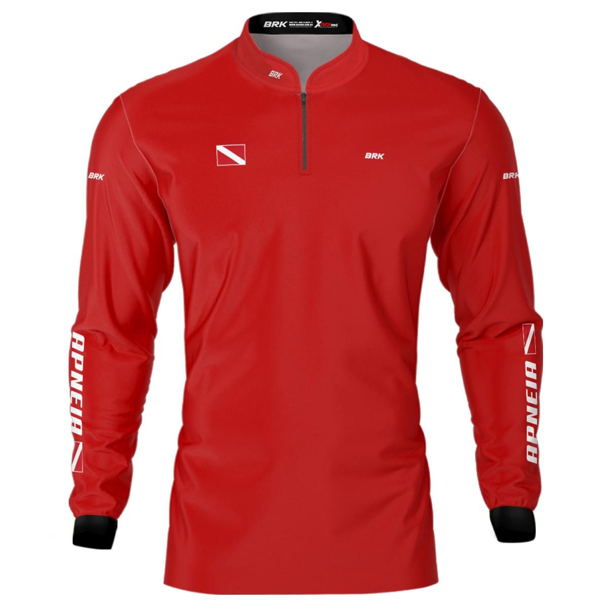 Camisa de Pesca Brk 'Dive Apneia' Vermelha com UV50+ - Brk Fishing