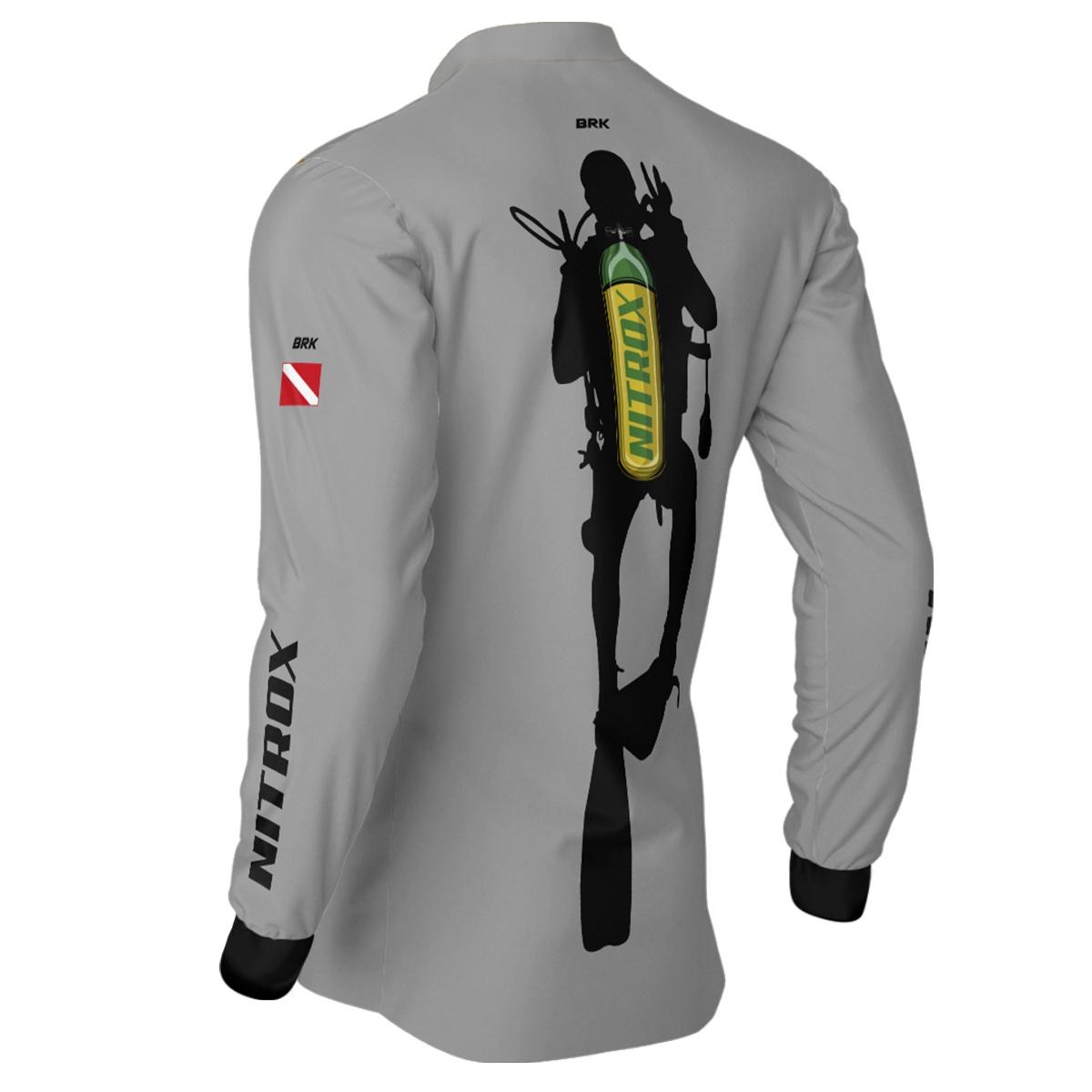 Camisa de Pesca Brk 'Dive Nitrox' Cinza com UV50+ - Brk Fishing