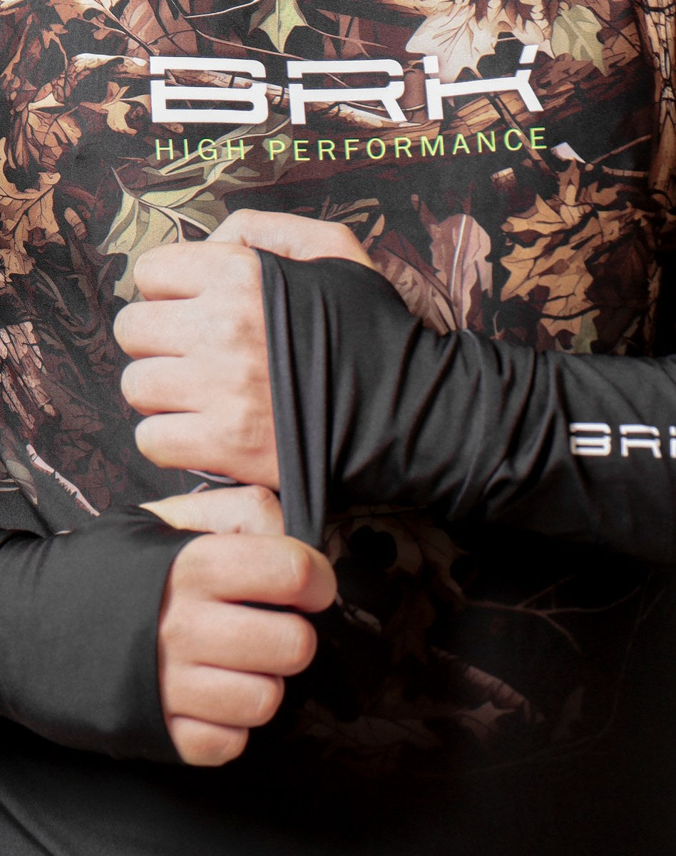 Camisa FusionX Brk Hunter Camu Floresta Preta com Capuz e Proteção UV50+ - Brk Fishing