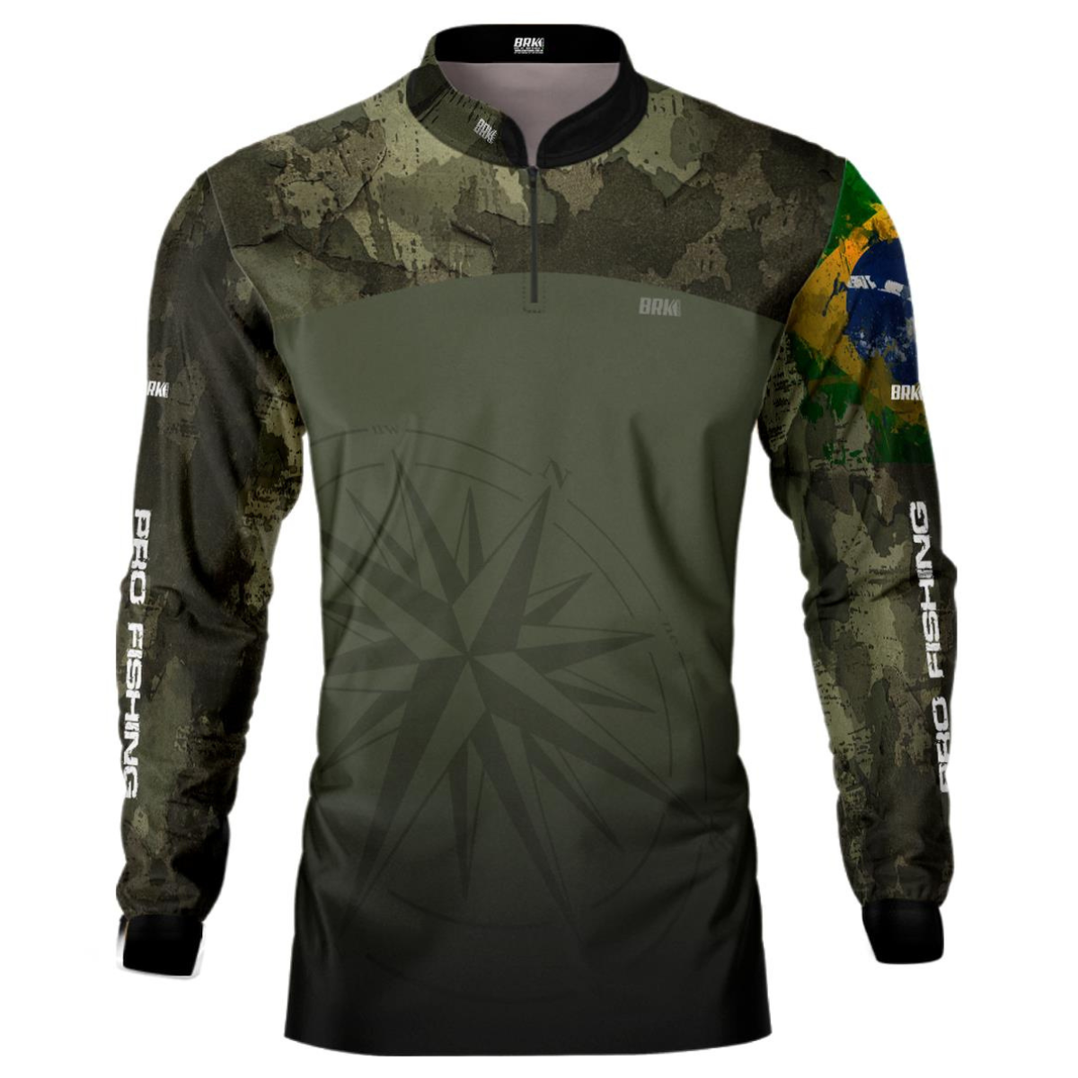 Camisa Brk Bussola Brasil Camuflada com Proteção Solar UV50 Envio Imediato Brk Fishing