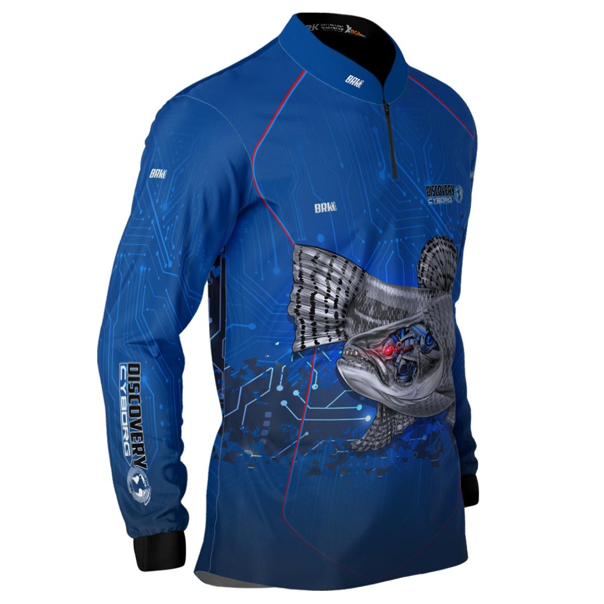 Camisa de Pesca Brk Discovery Cyborg Azul com Proteção UV50+ - Brk Fishing