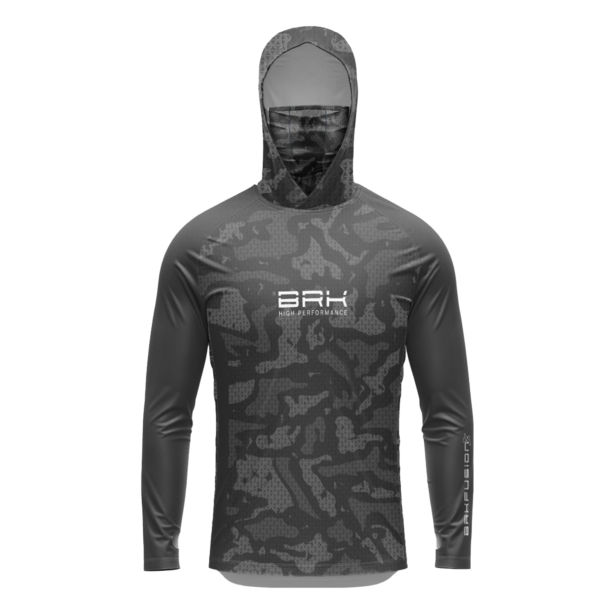 Camisa FusionX Brk Camo Cinza com Capuz e Proteção UV50+ - Brk Fishing