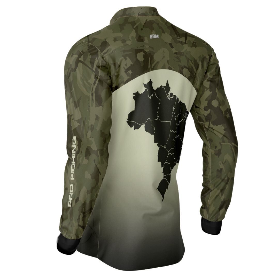 Camisa de Pesca Brk Compass Camuflado com Proteção Solar UV50+ Brk Fishing