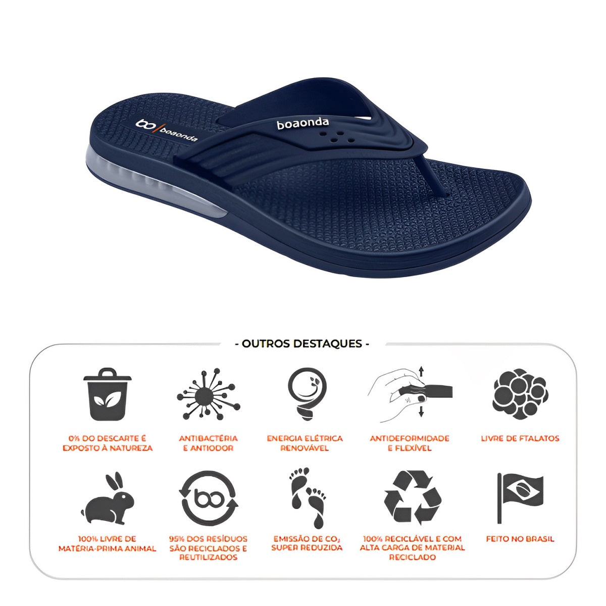 Chinelo Boaonda Conforto Extremo para Pés Sensíveis - Azul - Brk Fishing