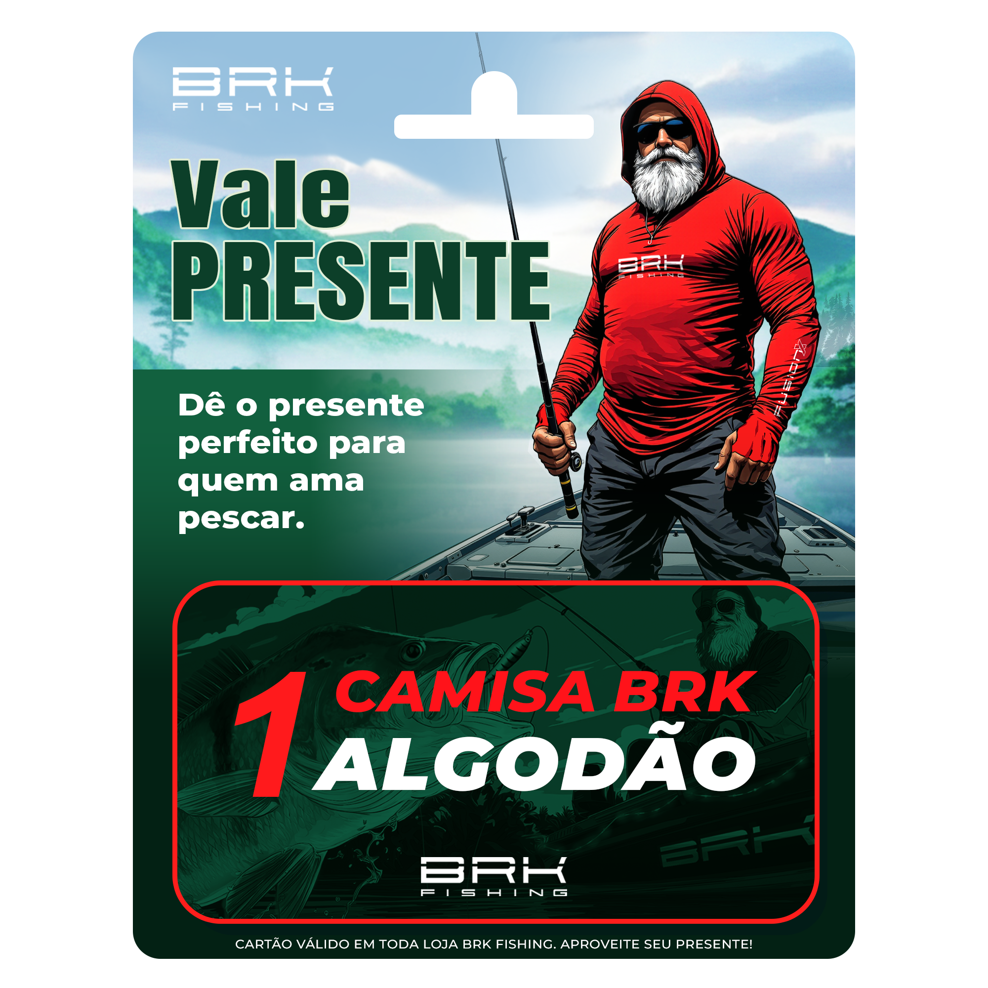 Vale Presente BRK® — 1 Camiseta de Algodão Brk Fishing