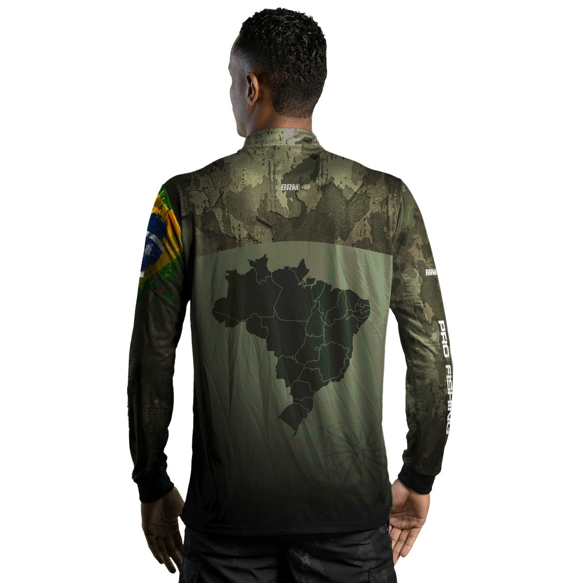 Camisa Brk Bussola Brasil Camuflada com Proteção Solar UV50 Envio Imediato Brk Fishing