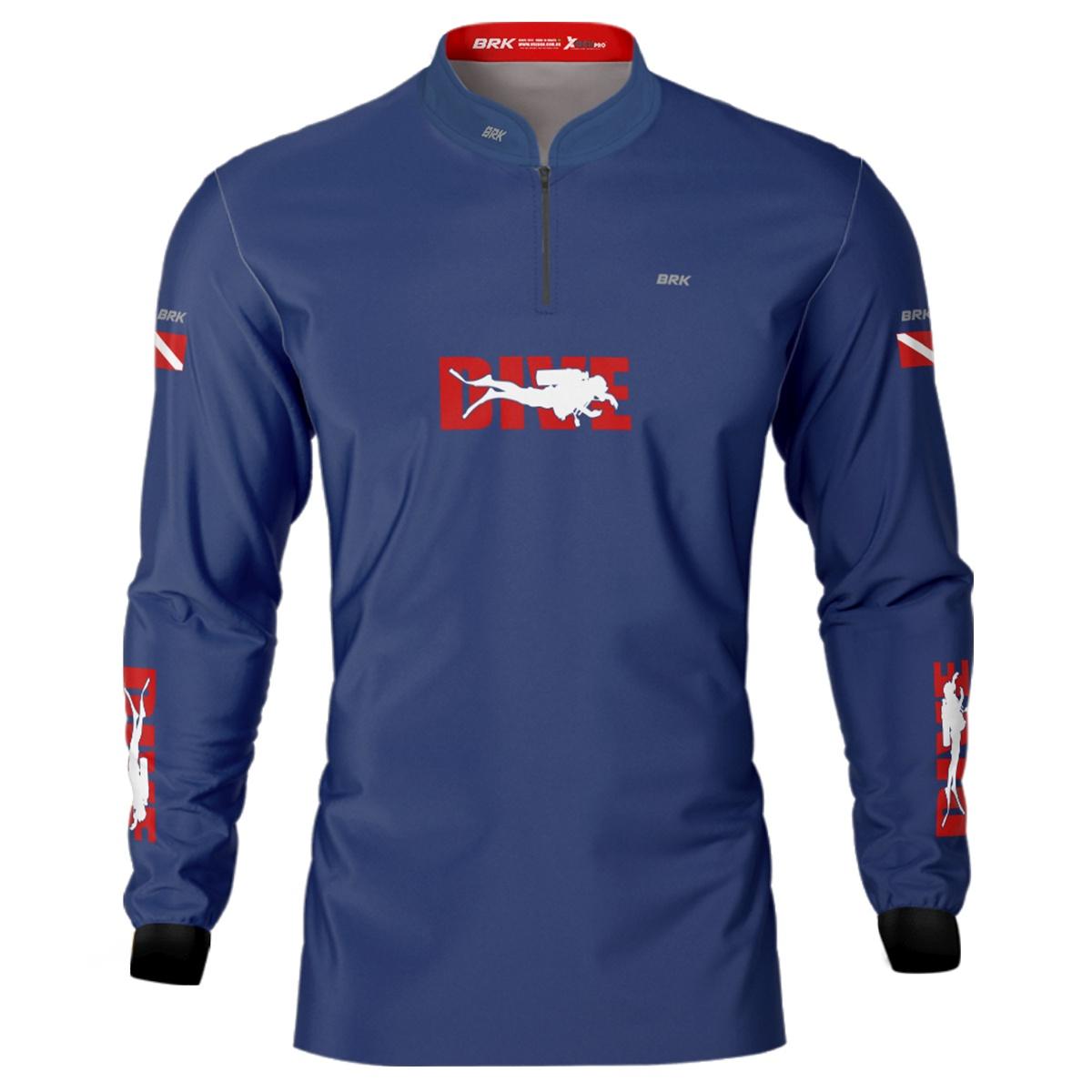 Camisa de Pesca Brk 'Dive' Azul Marinho com UV50+ - Brk Fishing