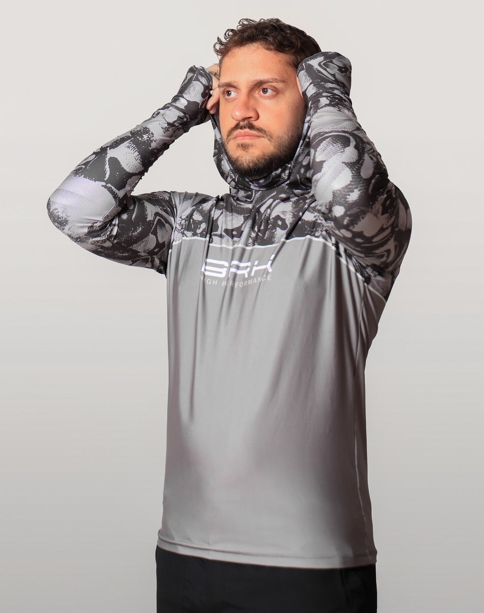 Camisa FusionX Brk Deep Cinza Camuflado com Capuz e Proteção UV50+ - Brk Fishing