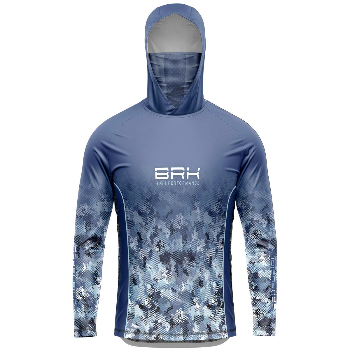 Camisa FusionX Brk Deep Camuflada Azul com Capuz e Proteção UV50+ - Brk Fishing