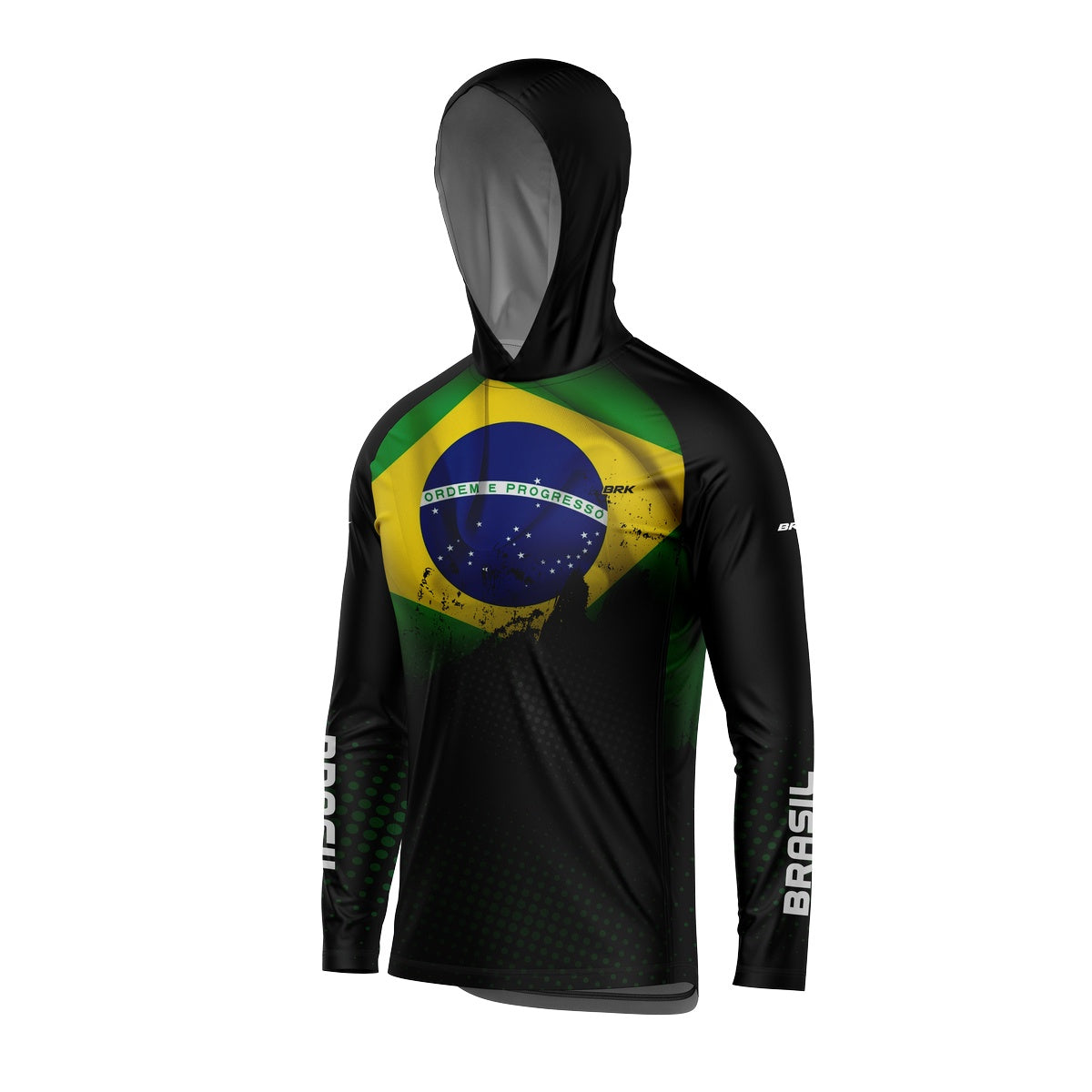 Camisa de Pesca Com Capuz Brk Brasil Preta Com UV50+ - Brk Fishing